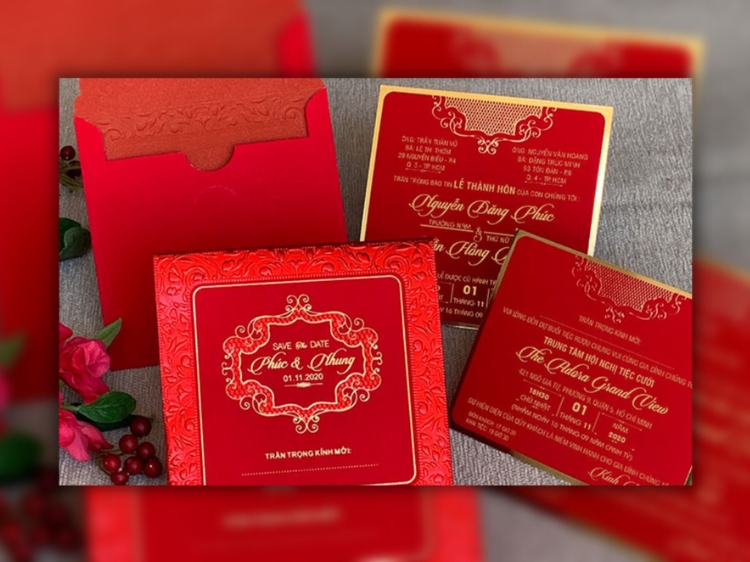 Mẫu thiệp cưới màu đỏ cao cấp