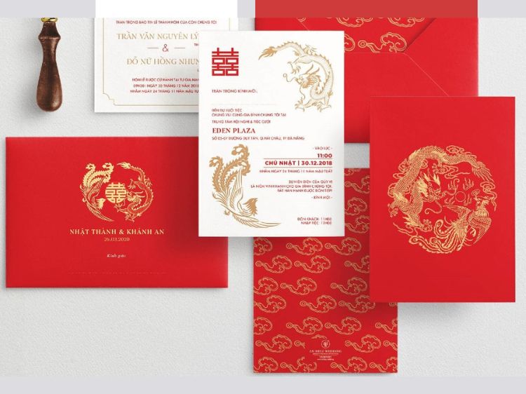 Mẫu thiệp cưới phong cách truyền thống, sang trọng