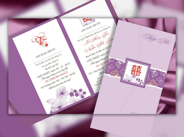 Thiệp cưới màu tím hoàng gia