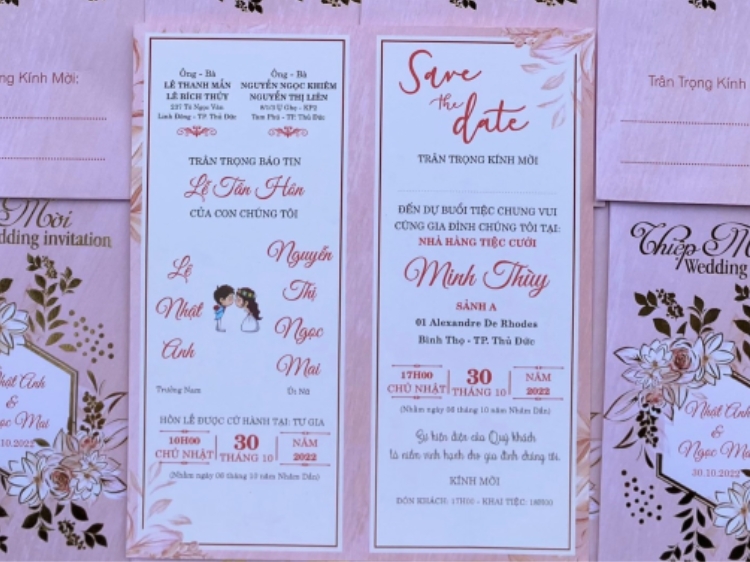 Thiệp cưới màu hồng
