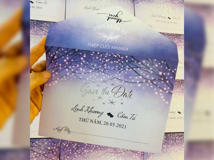 Thiệp cưới ngang lấy ý tưởng A touch of sky